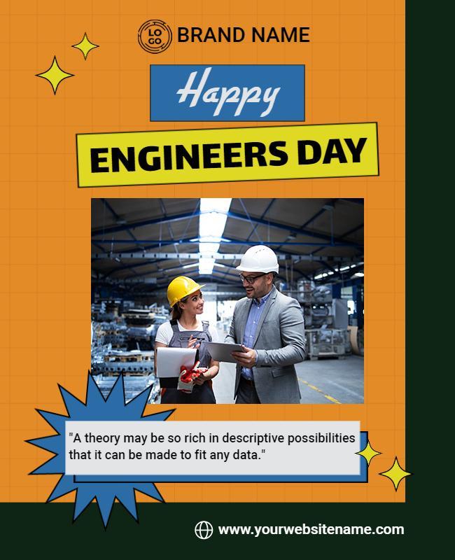 Bright Yellow Celebratory Engineers Day Appreciation Flyer Template