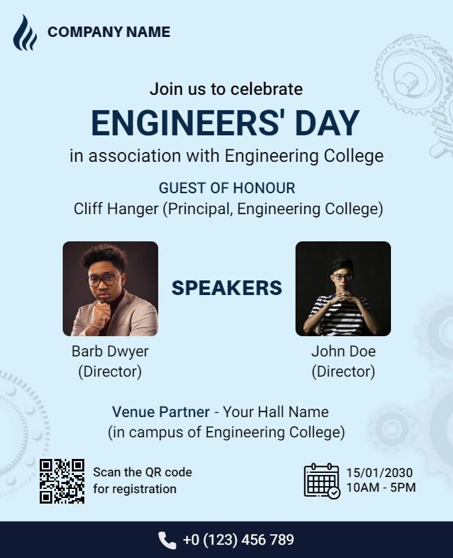 Dynamic Blue Engineers' Day Celebration Flyer Template