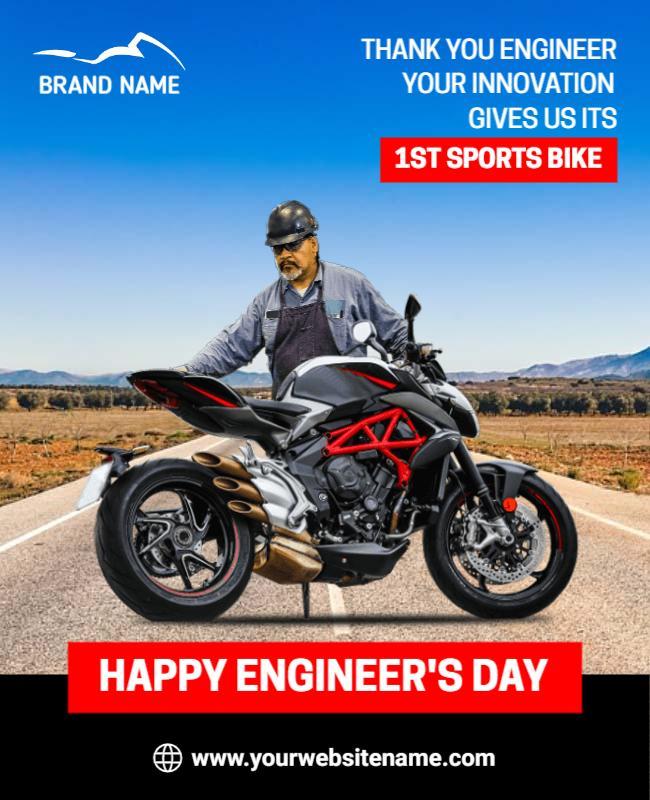 Engineers Day Sports Bike Celebration Flyer Template