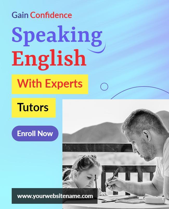 English Language Confidence Tutoring Flyer Template