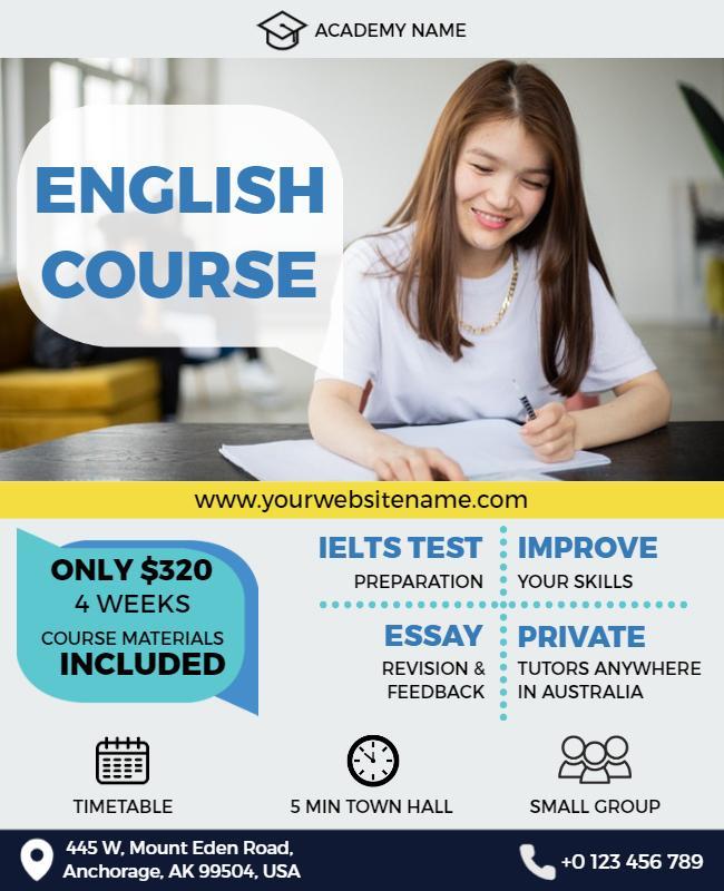 English Language Course Promotion Flyer Template