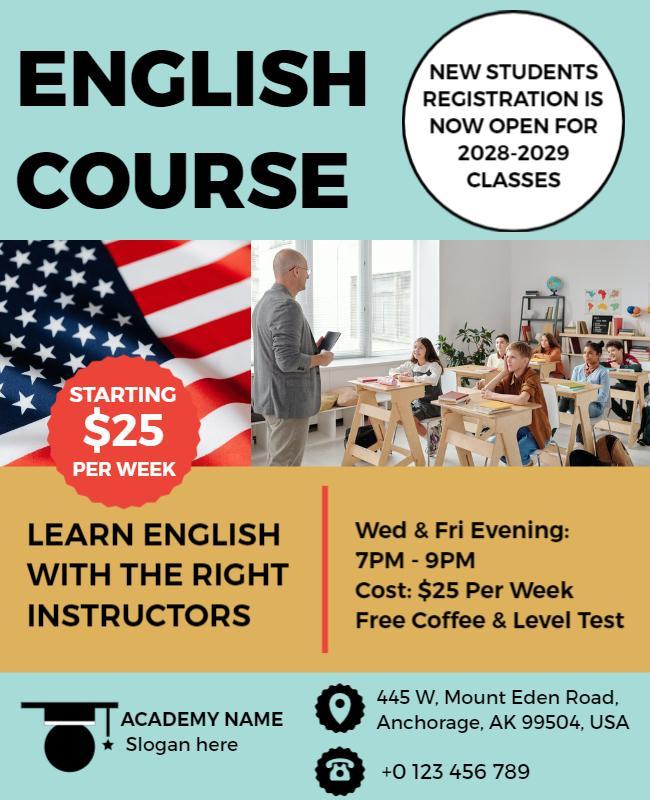 English Language Course Promotional Flyer Template