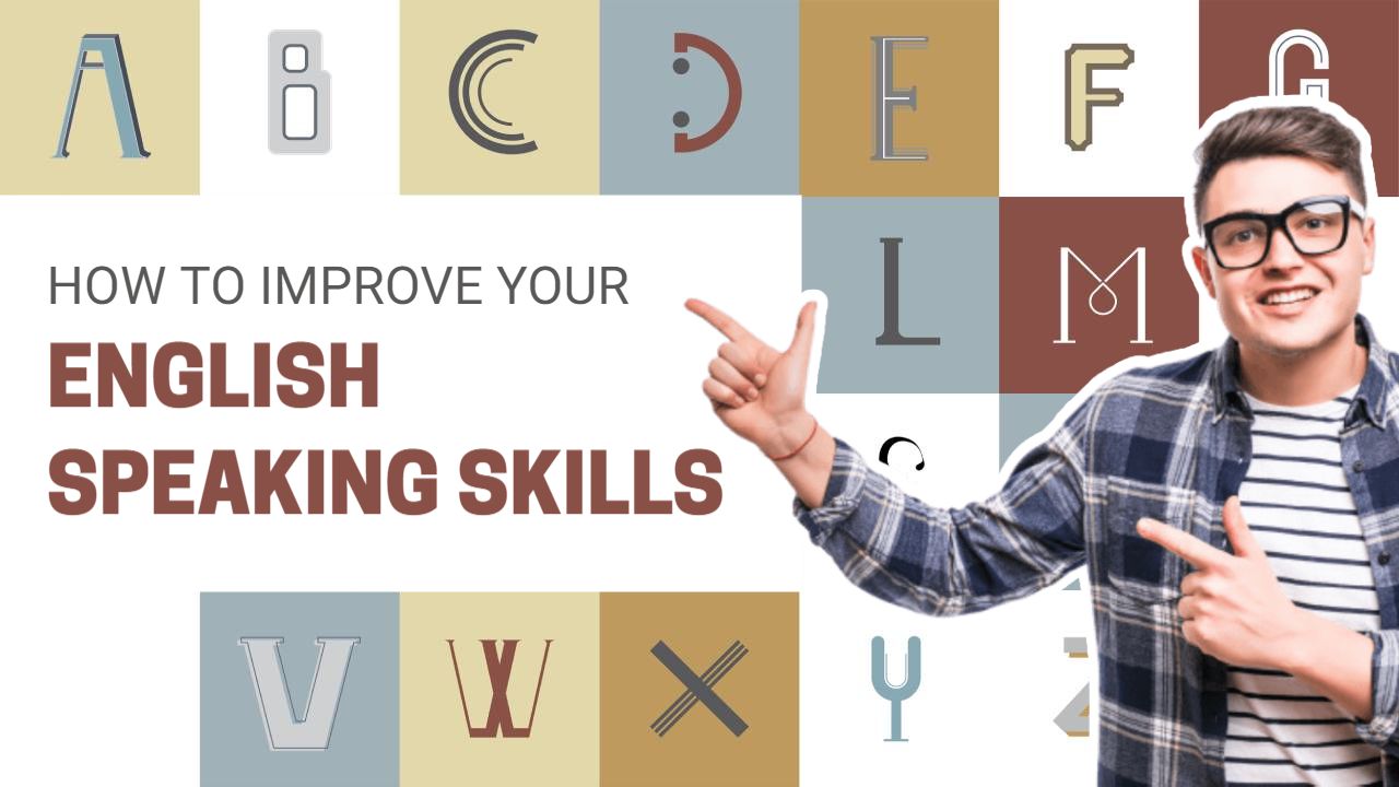 English Speaking Skills Improvement Learning YouTube Thumbnail Template