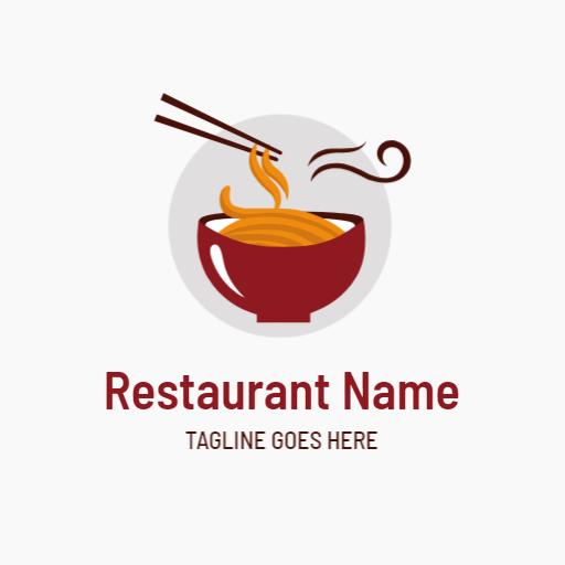 Enjoy Delicious Noodles in a Red Bowl Restaurant Logo Template