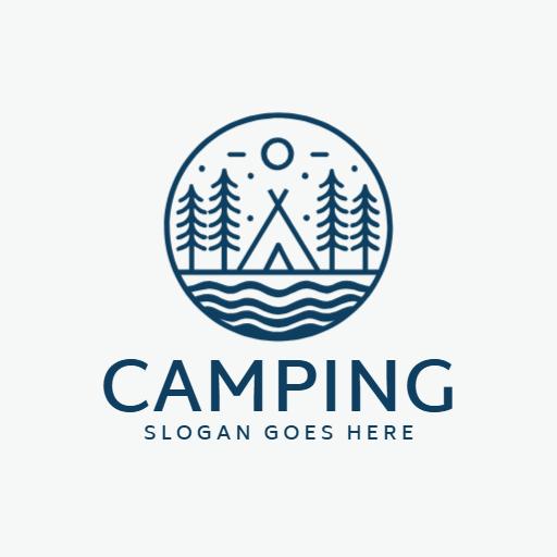 Enjoy Nature with Tranquil Scene of Camping Adventures Logo Template