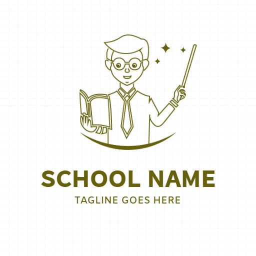 Enlightening Green Illustration of a Teacher for School Logo Template