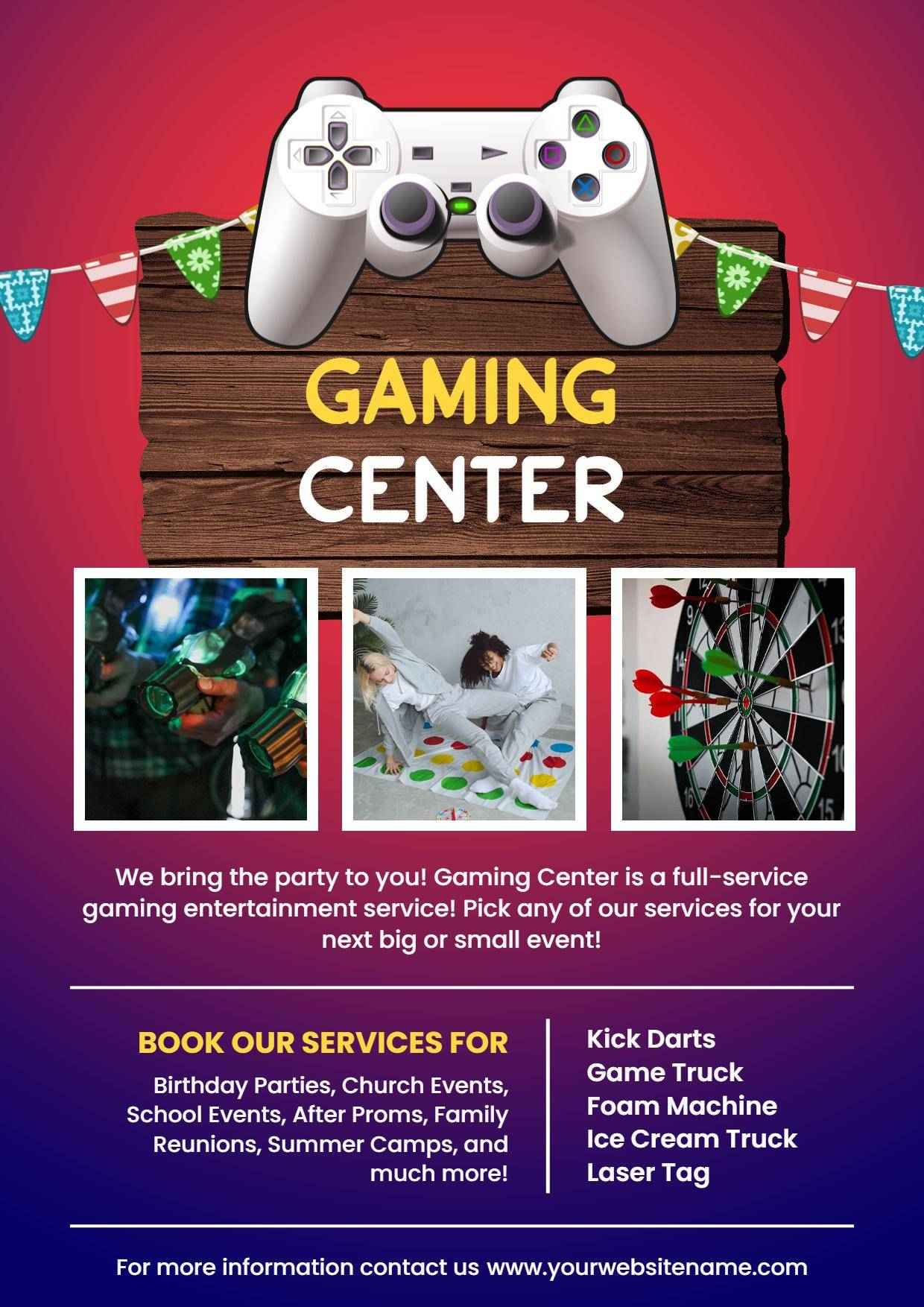 Entertainment Gaming Event Services A4 Flyer Template