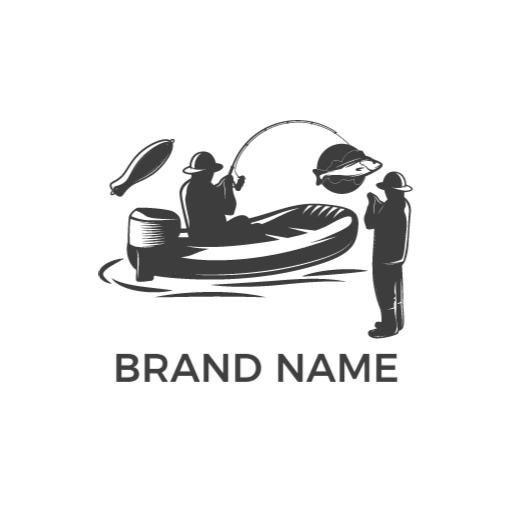 Enthralling Black and White Design Showcasing Fishing Logo Template