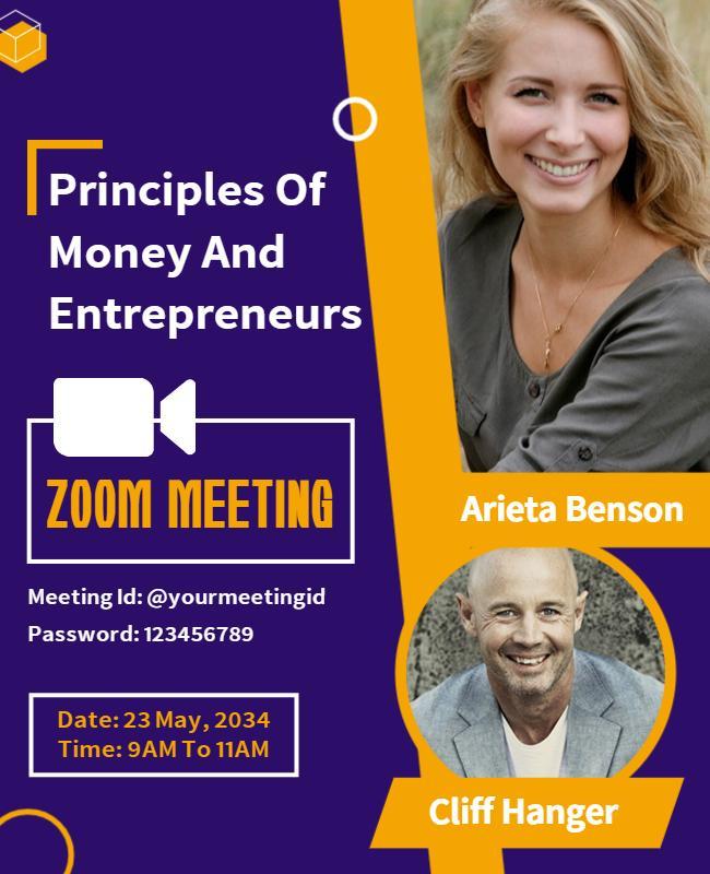 Entrepreneurship and Finance Zoom Meeting Flyer Template