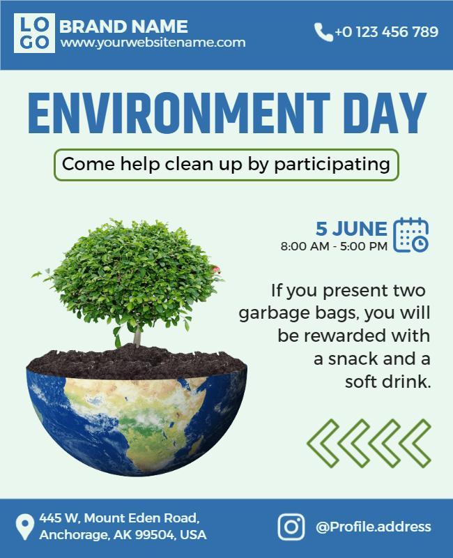 Environment Day Community Cleanup Flyer Template