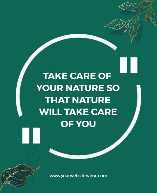 Inspirational Green Nature Care Quote Flyer Template