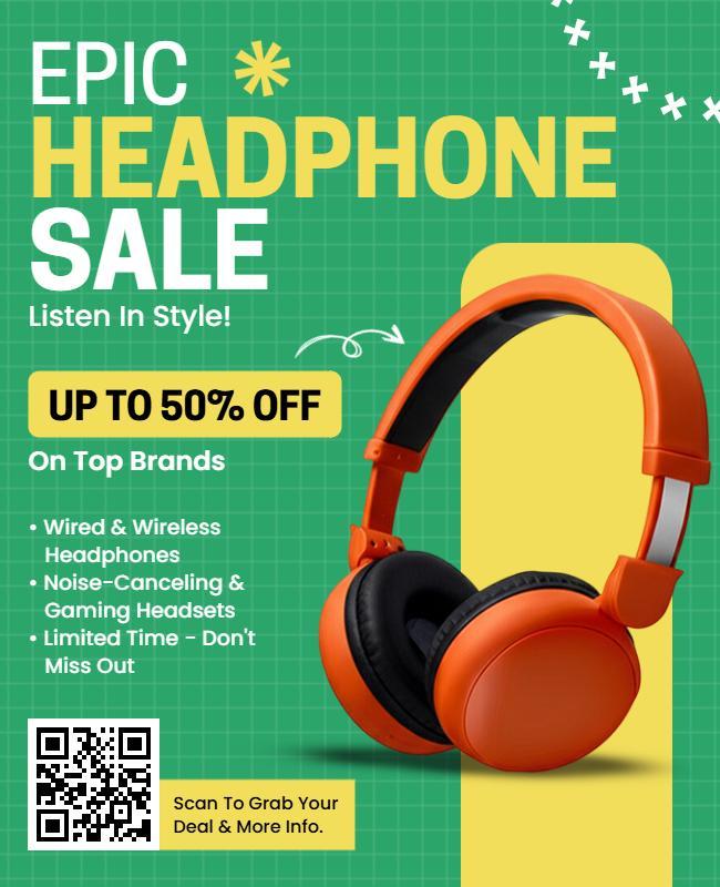 Epic Headphone Sale Promotion Flyer Template