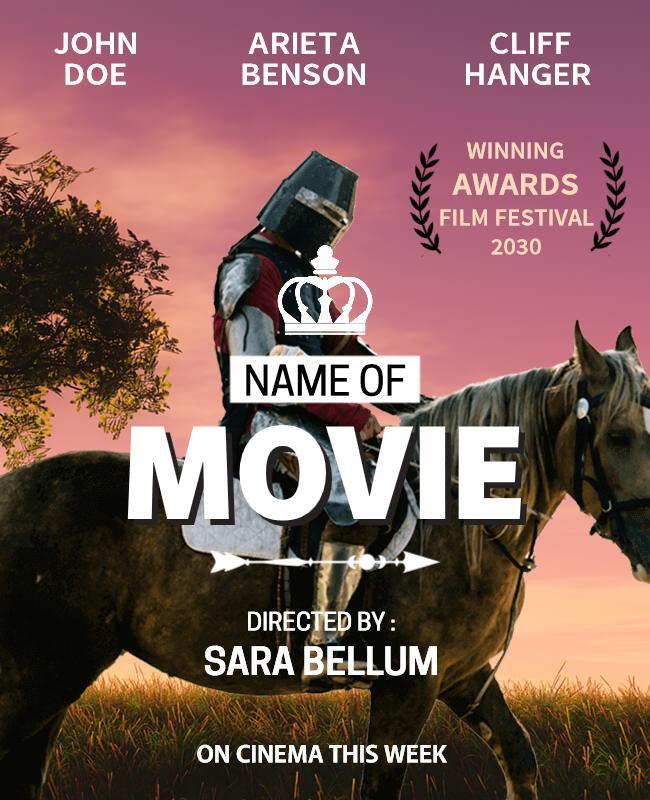 Epic Historical Adventure Knight on Horseback Movie Poster Template