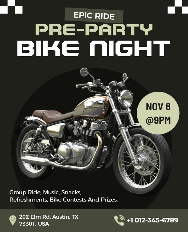 Epic Ride Pre-Party Bike Night Flyer Template