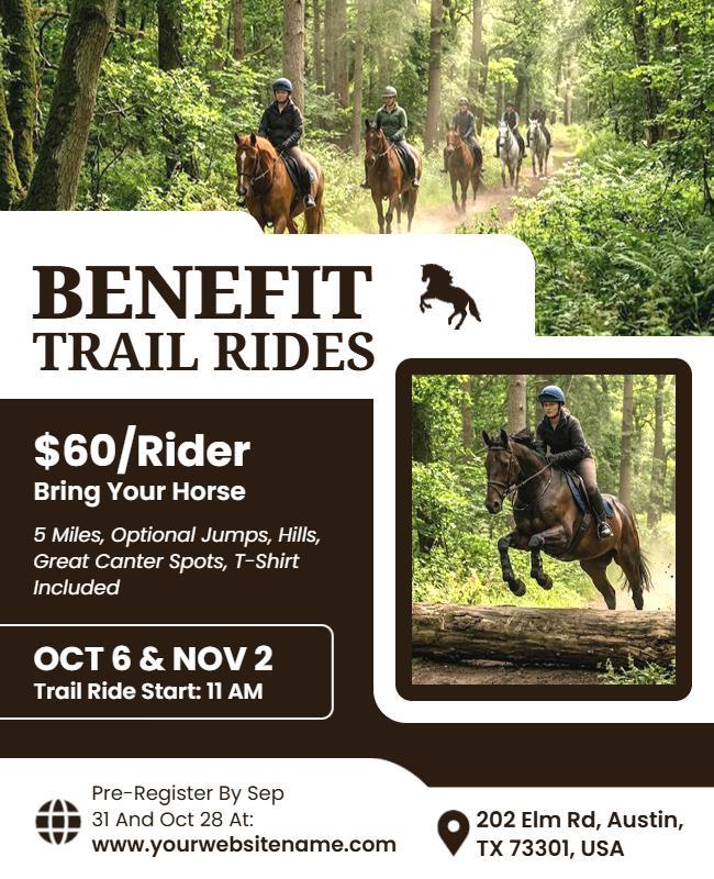 Equestrian Benefit Trail Rides Event Flyer Template