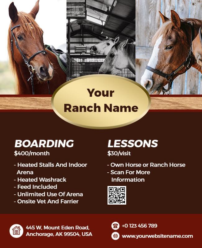 Equestrian Boarding and Lessons Promotion Flyer Template