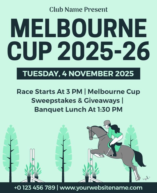 Equestrian Themed Melbourne Cup Celebration Event Poster Template