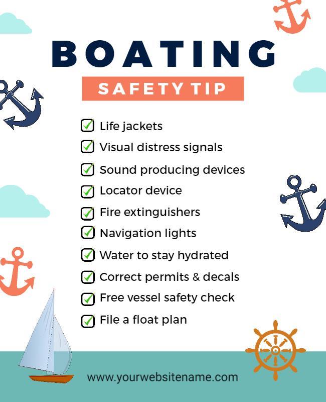 Essential Boating Safety Tips Checklist Flyer Template