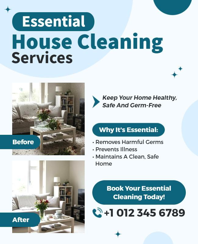 Essential House Cleaning Services Promotion Flyer Template