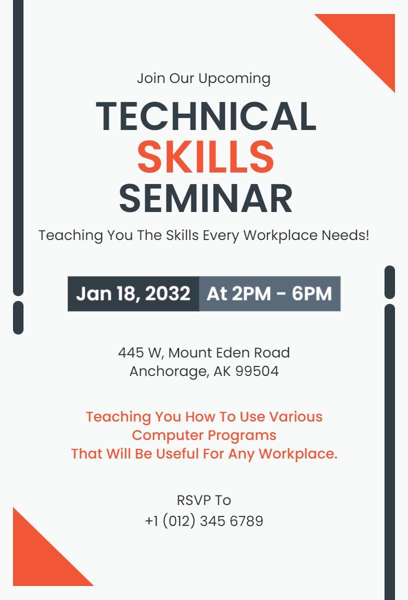 Essential Technical Skills Development Seminar Invitation Template