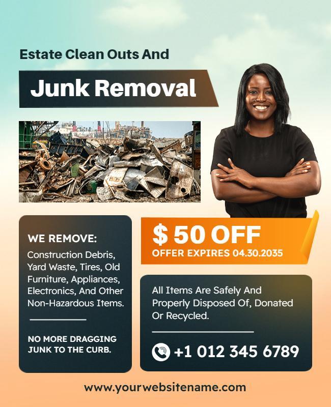 Estate Clean Outs and Junk Removal Flyer Template