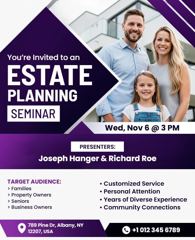 Estate Planning Seminar Invitation Flyer Template