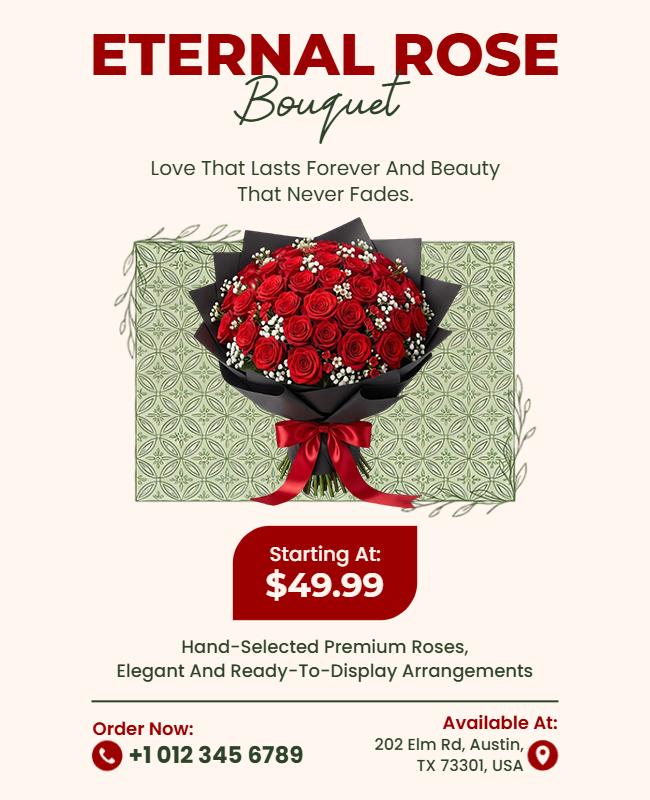 Eternal Rose Bouquet Promotional Flyer Template