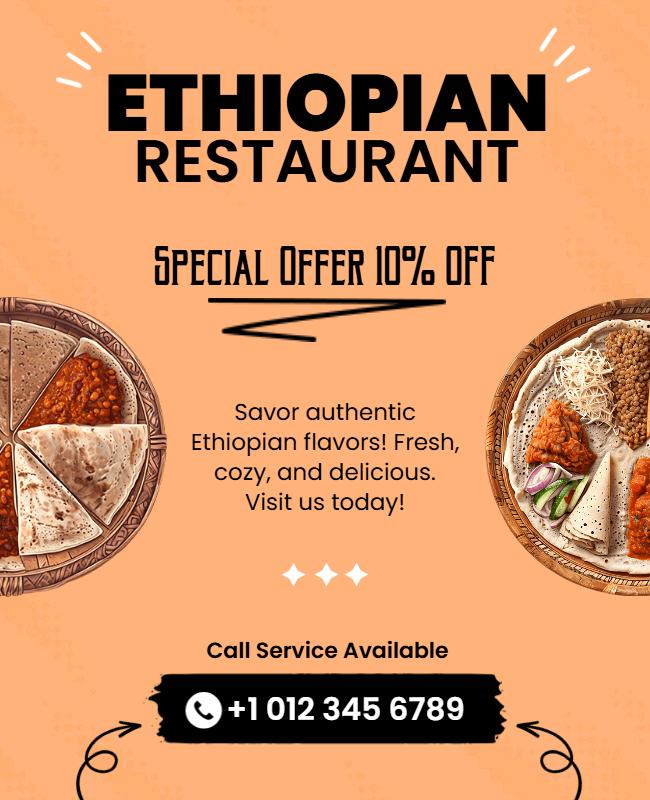 Ethiopian Restaurant Special Offer Flyer Template