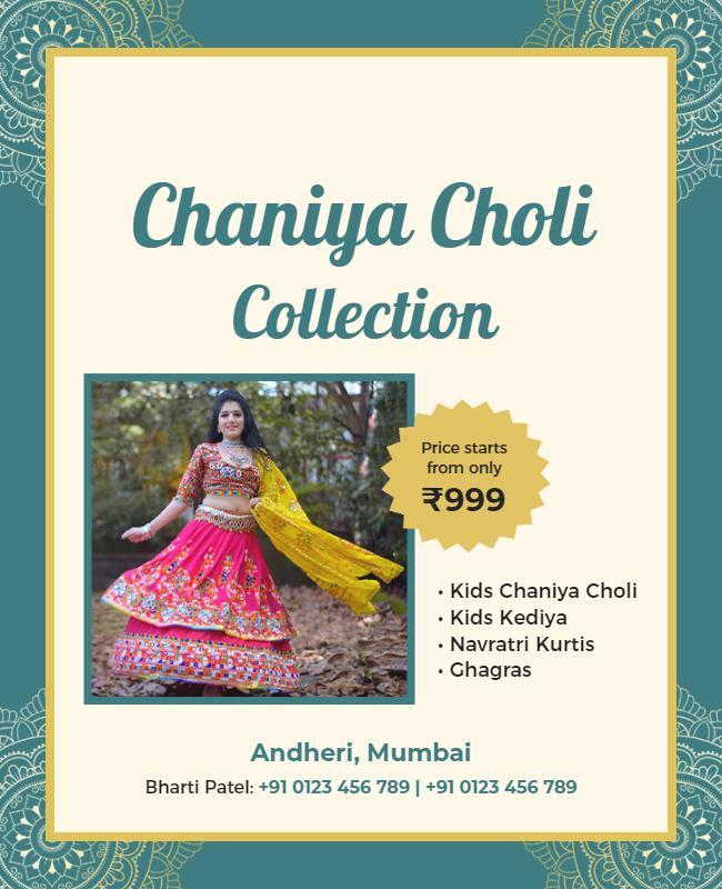 Ethnic Vibrant Chaniya Choli Collection Poster Template