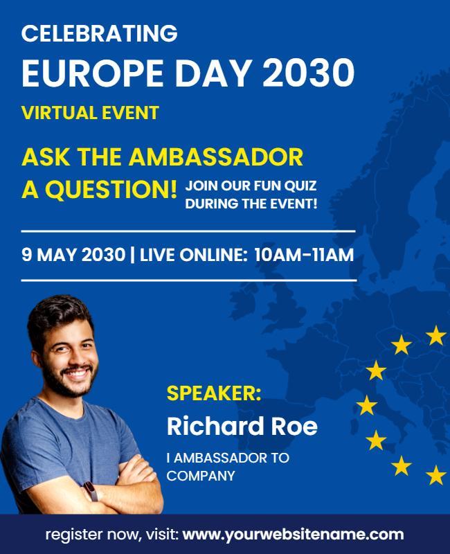 Europe Day 2030 Virtual Event Flyer Template