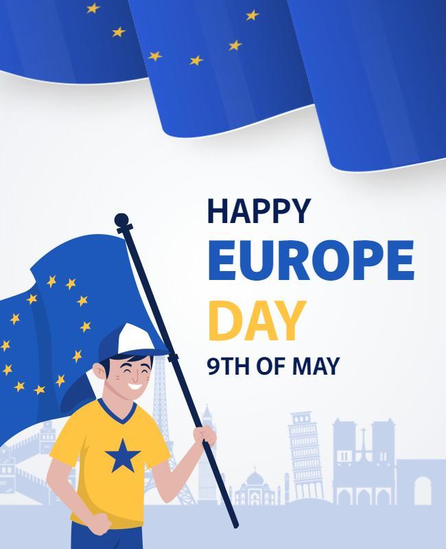 Festive Blue Europe Day Celebration Flyer Template