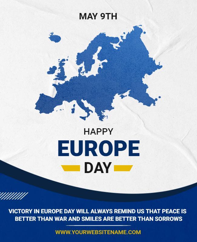 Inspirational Blue Europe Day Celebration Flyer Template