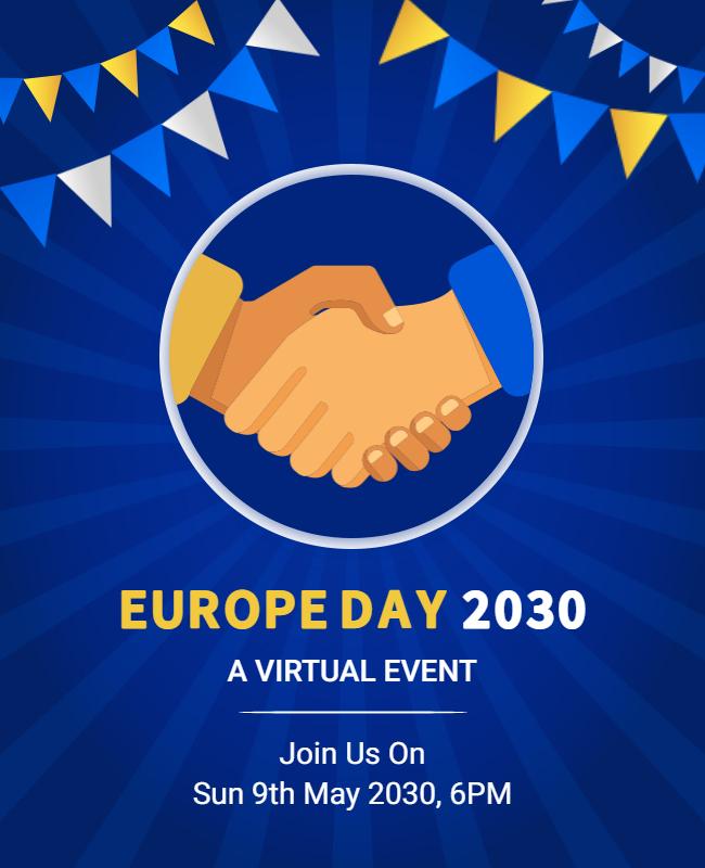 Europe Day Virtual Event Flyer Template