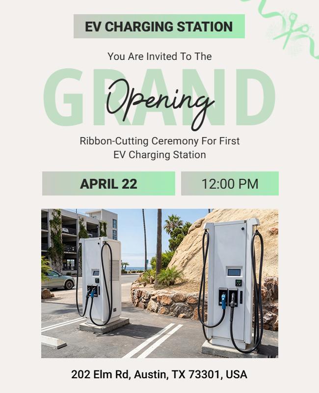 EV Charging Station Grand Opening Ceremony Flyer Template