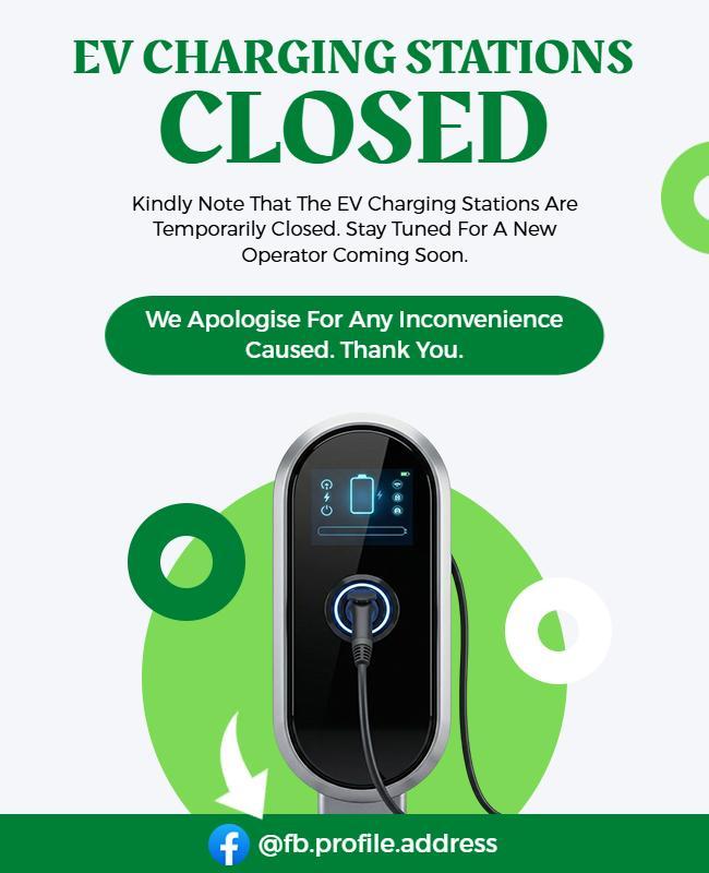 EV Charging Stations Temporarily Closed Poster Template