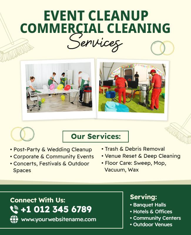 Event Cleanup Commercial Cleaning Services Flyer Template