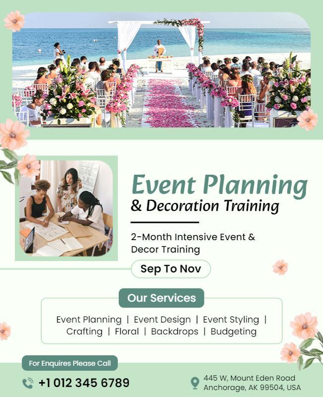 Event Planning and Decoration Training Flyer Template