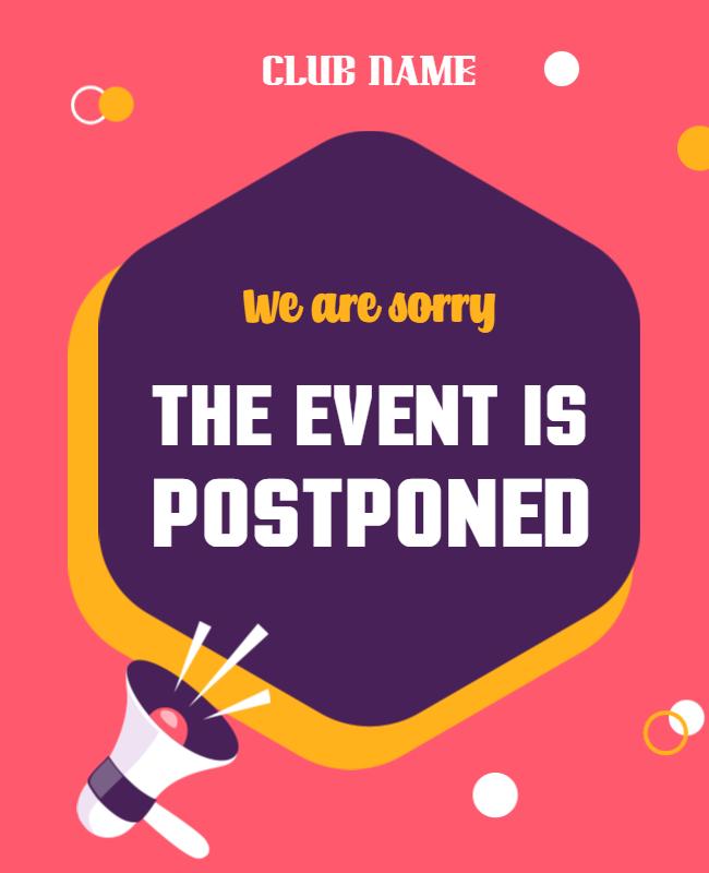 Event Postponed Announcement Poster Template