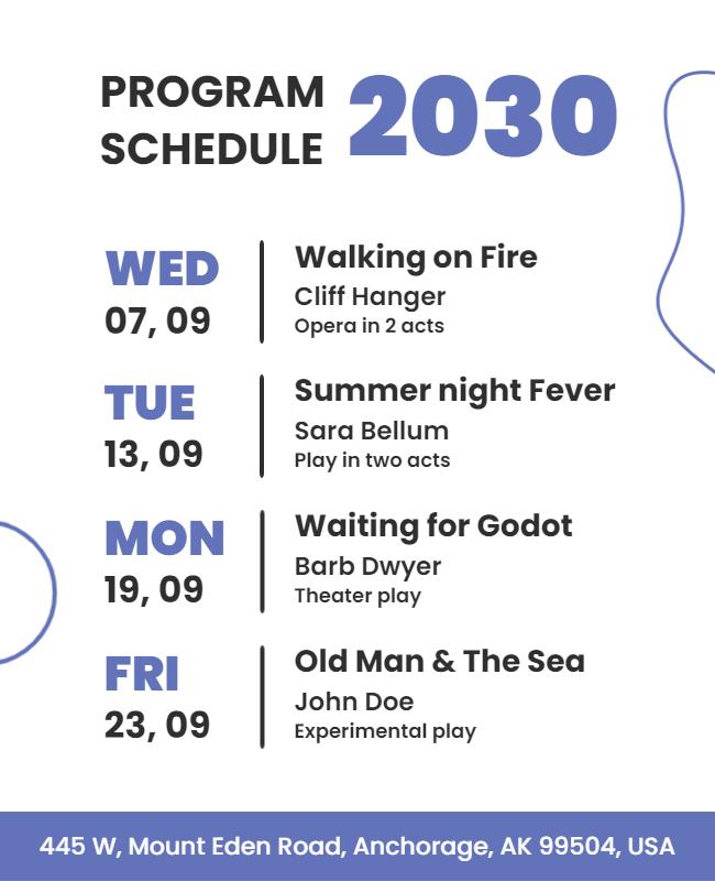 Event Program Schedule Announcement Flyer Template