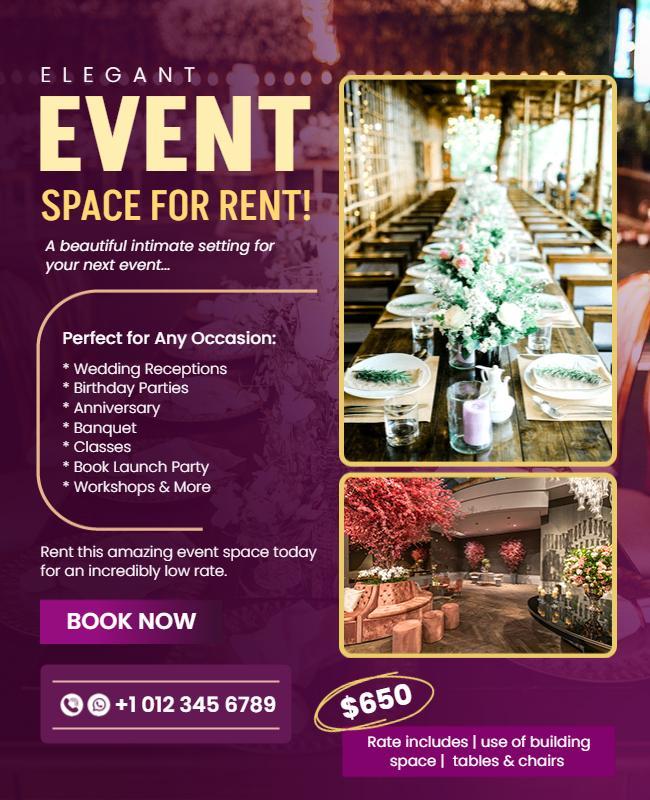 Event Space Rental Promotion Flyer Template