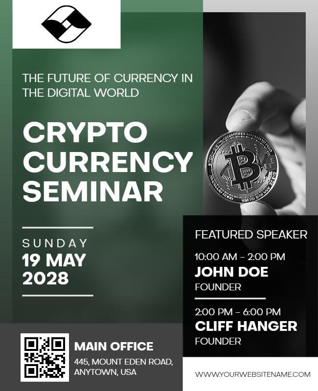 Modern Green Cryptocurrency Seminar Information Flyer Template