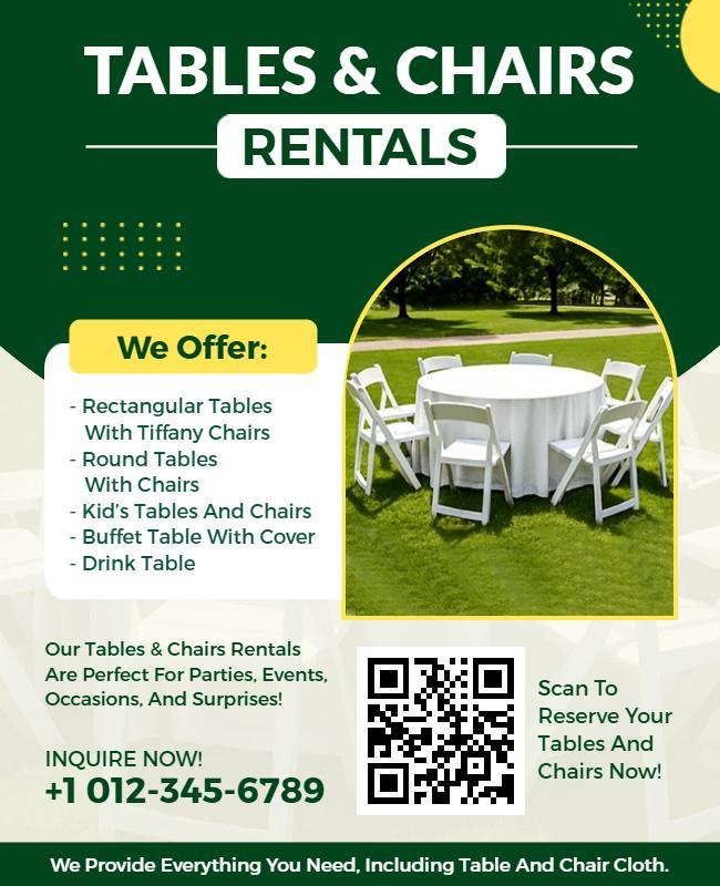 Event Table and Chair Rental Services Flyer Template