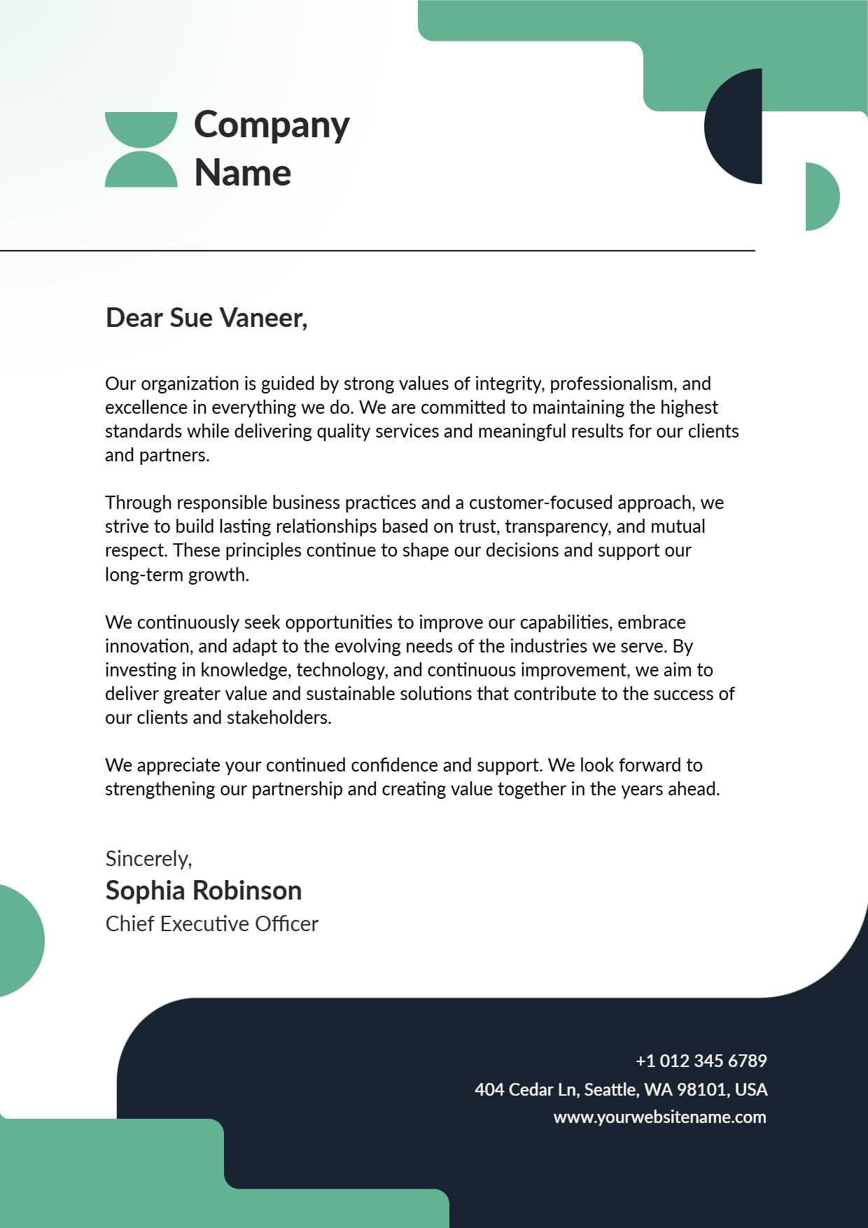 Excellence and Integrity Corporate Letterhead Template