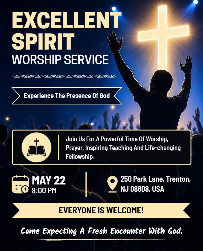 Excellent Spirit Church Worship Gathering Flyer Template