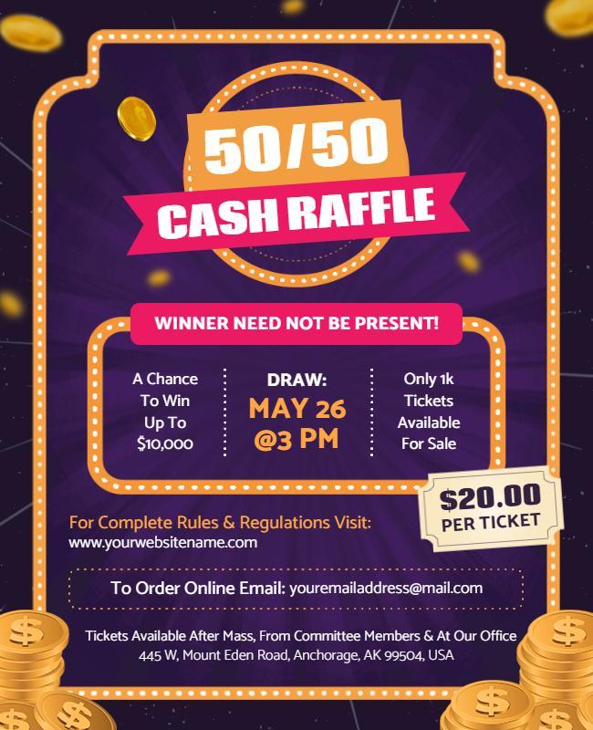 Exciting 5050 Cash Raffle Event Flyer Template