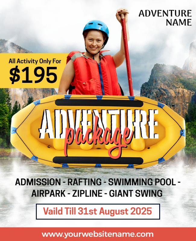 Exciting Adventure Package Rafting and Zipline Poster Template