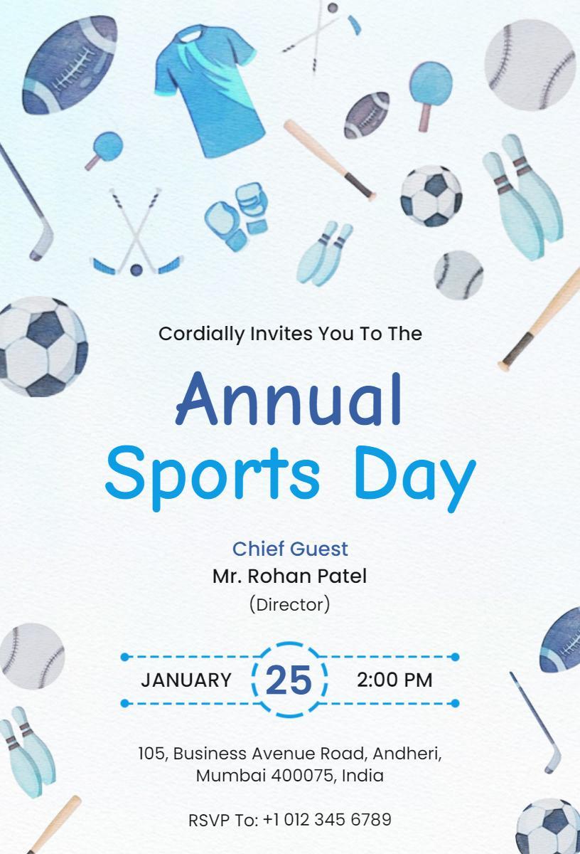 Exciting Annual Sports Day Celebration Invitation Template