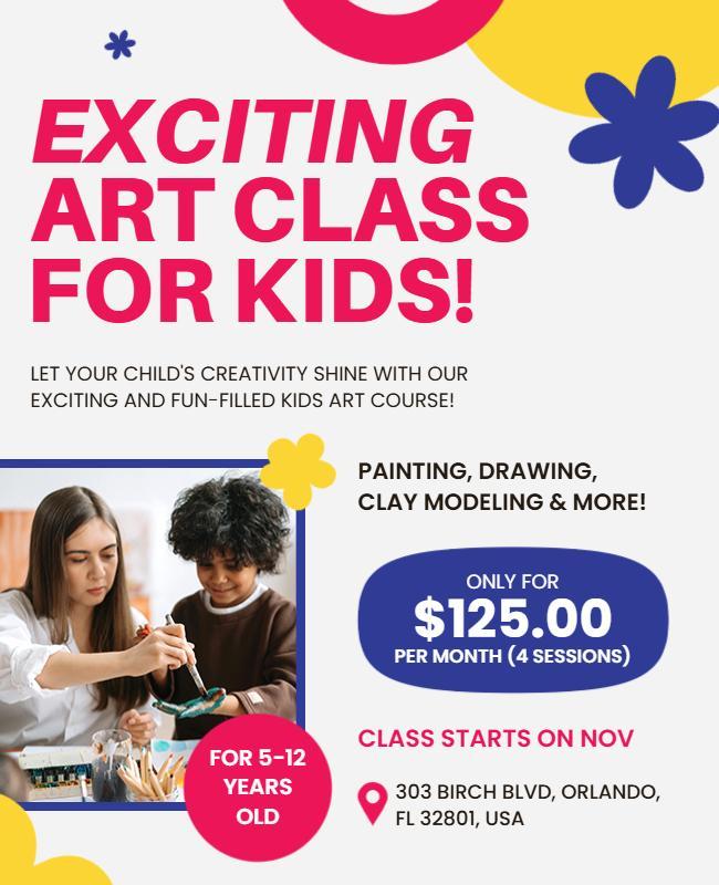 Exciting Art Class for Kids Flyer Template