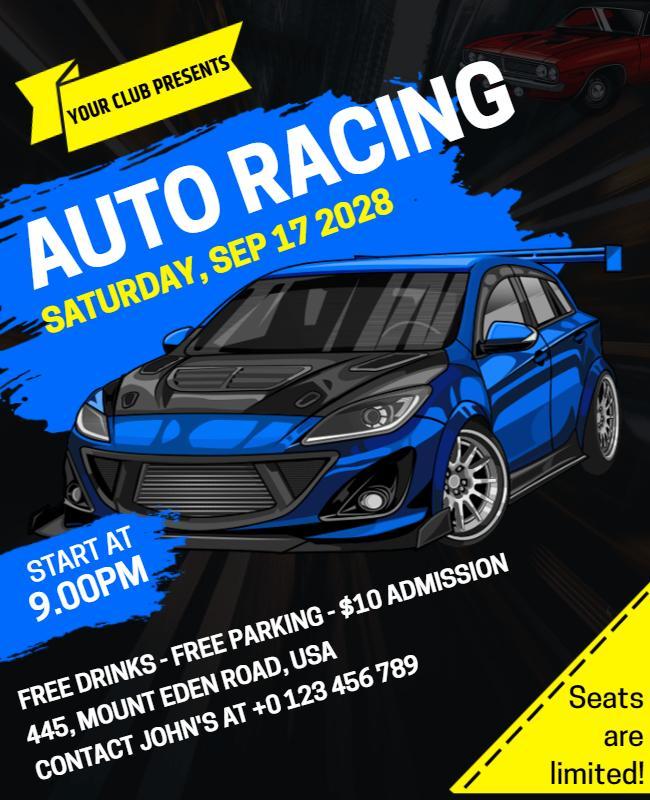 Exciting Auto Racing Event Flyer Template