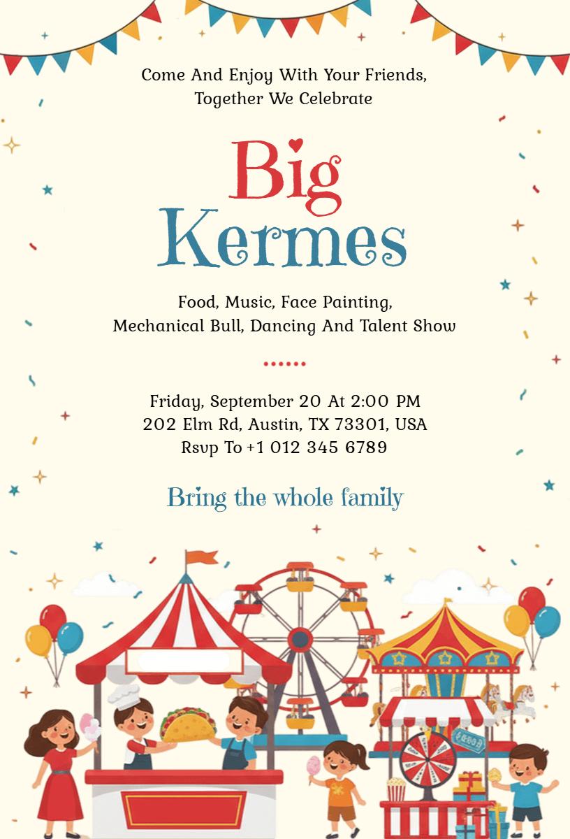 Exciting Big Kermes Family Fun Event Invitation Template